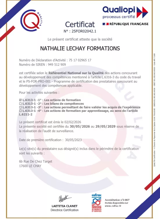 Certificat QUALIOPI